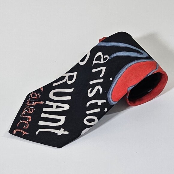 Ralph Marlin Tie Vintage Art To Wear Toulouse-Lautrec USA W3.75 L57.5  Boho - Picture 13 of 15